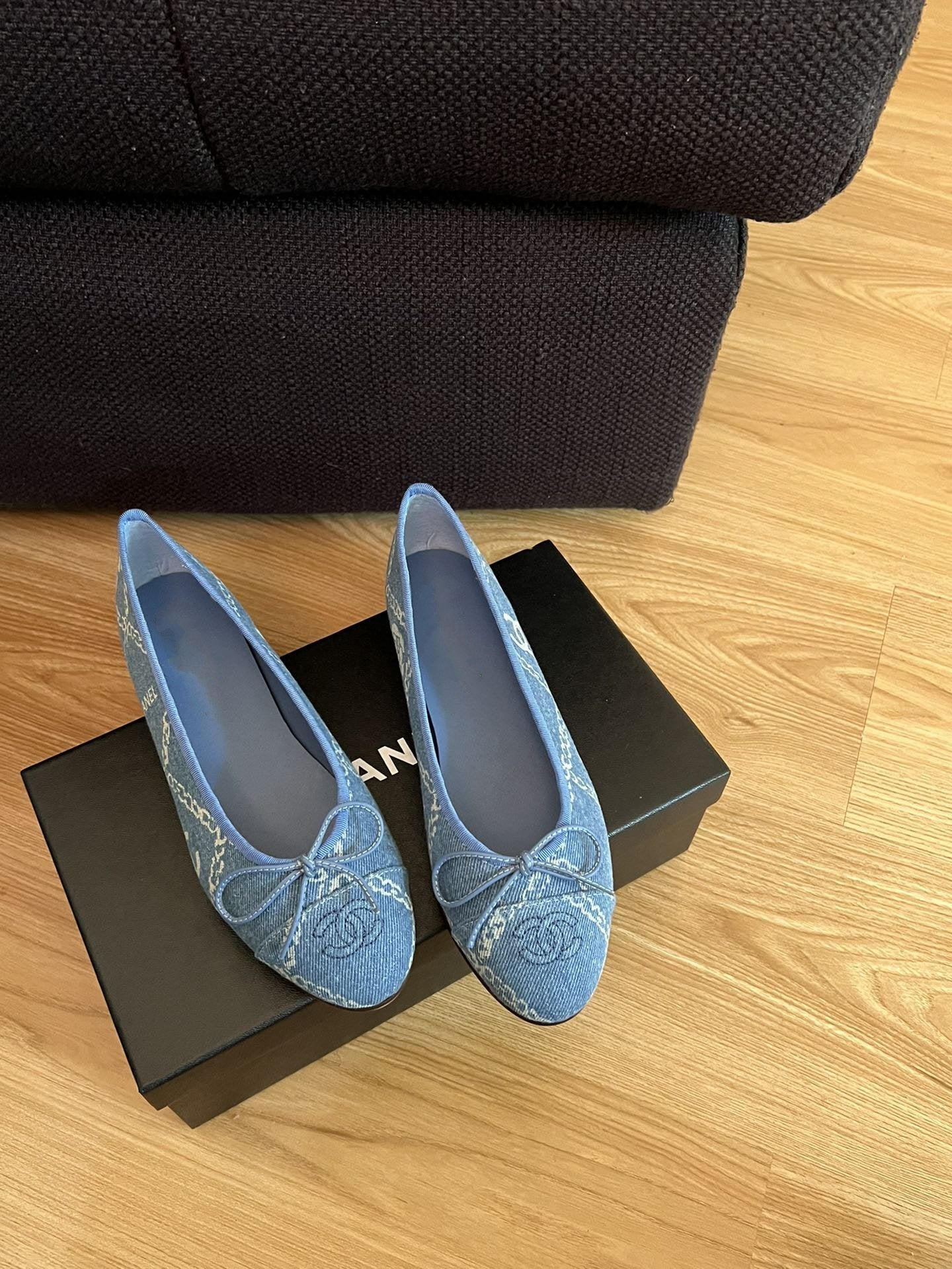 ballet flats light blue denim