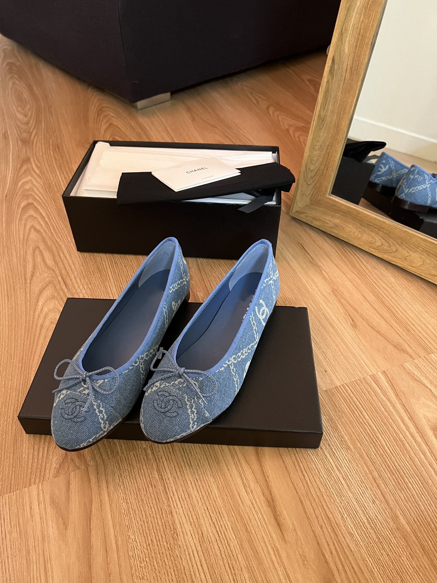 ballet flats light blue denim