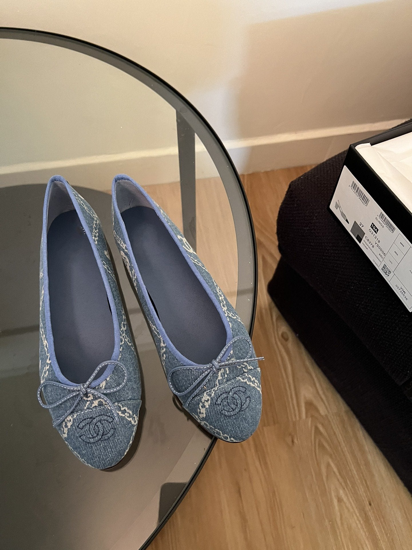 ballet flats light blue denim