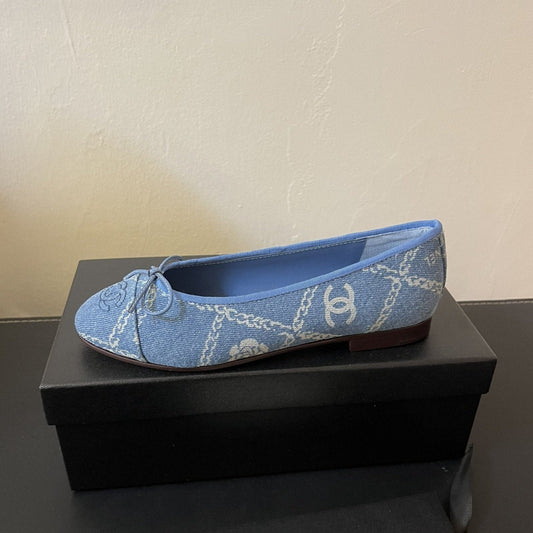 ballet flats light blue denim