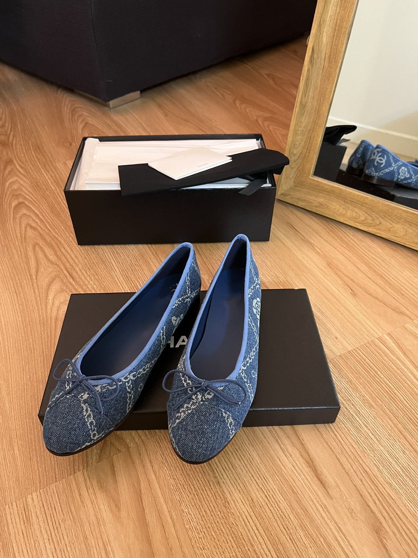 ballet flats blue denim