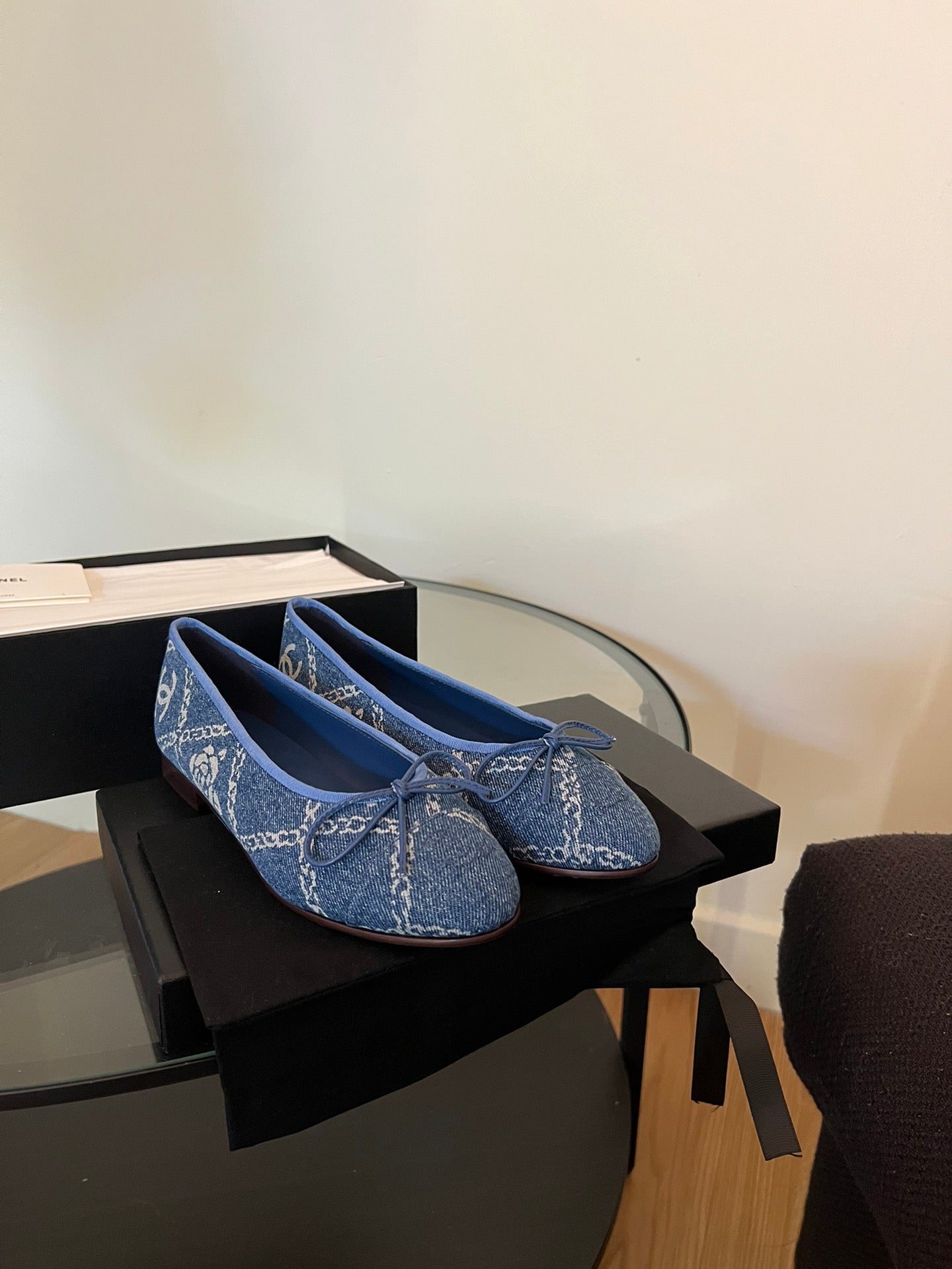 ballet flats blue denim