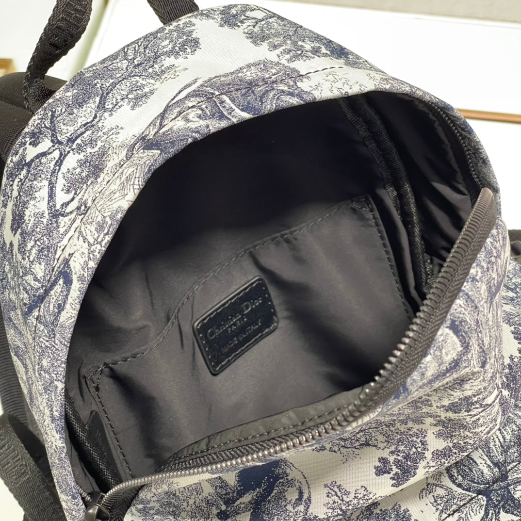 TRAVEL BACKPACK 20CM WHITE BLUE OBLIQUE JACQUARD