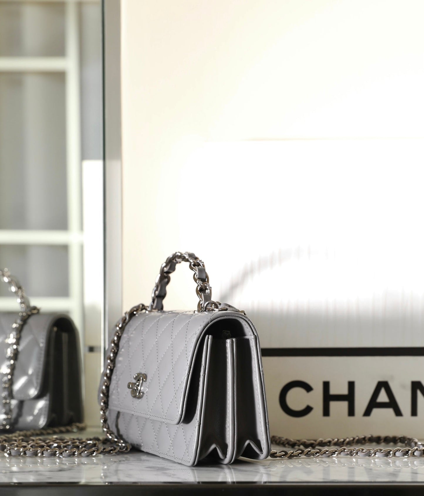 CC WOC 18.5 GREY LAMBSKIN SILVER HARDWARE