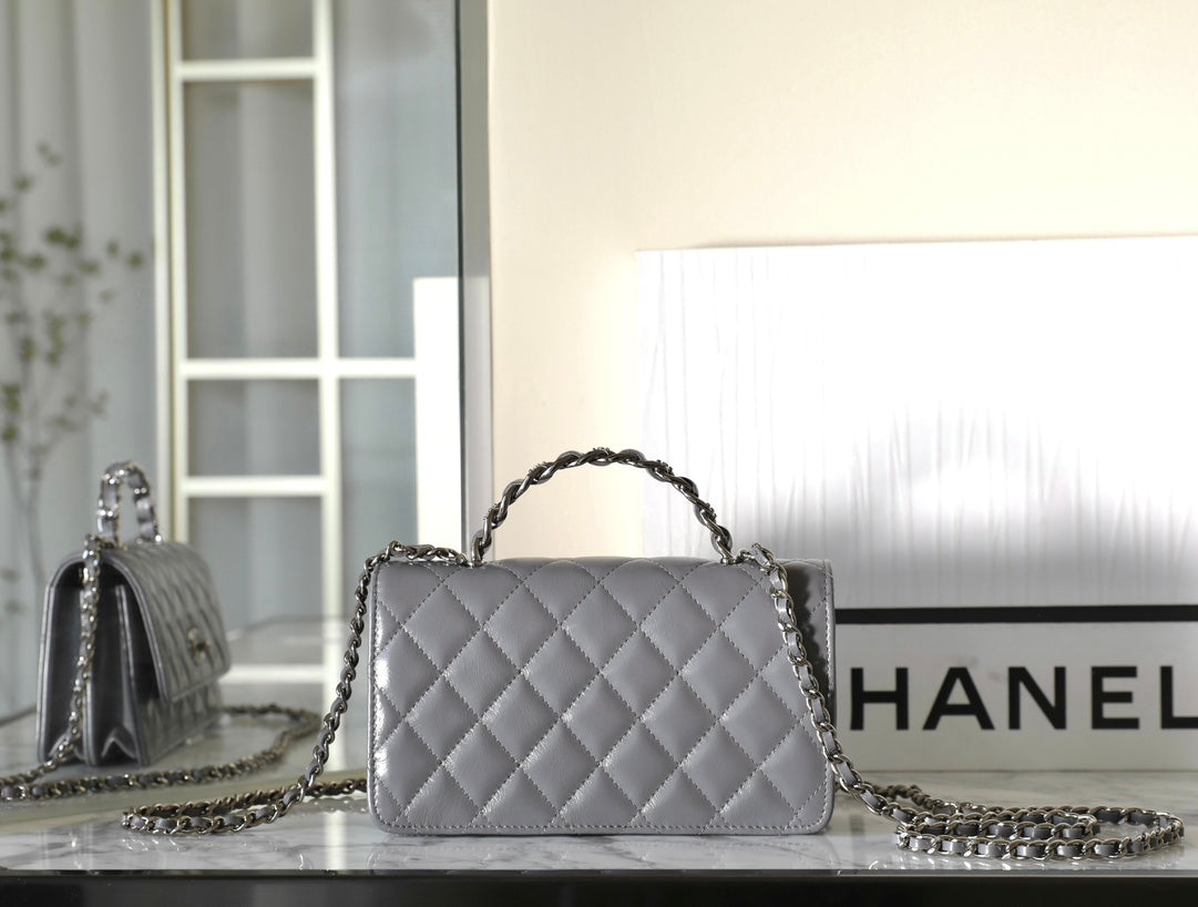 CC WOC 18.5 GREY LAMBSKIN SILVER HARDWARE