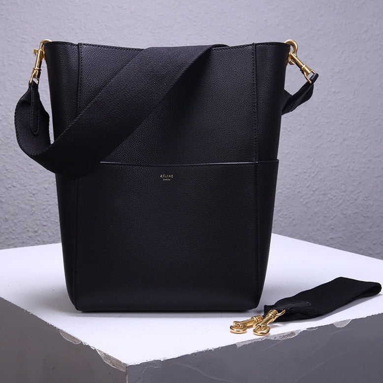 SANGLE SEAU BUCKET 33 BAG BLACK CALFSKIN