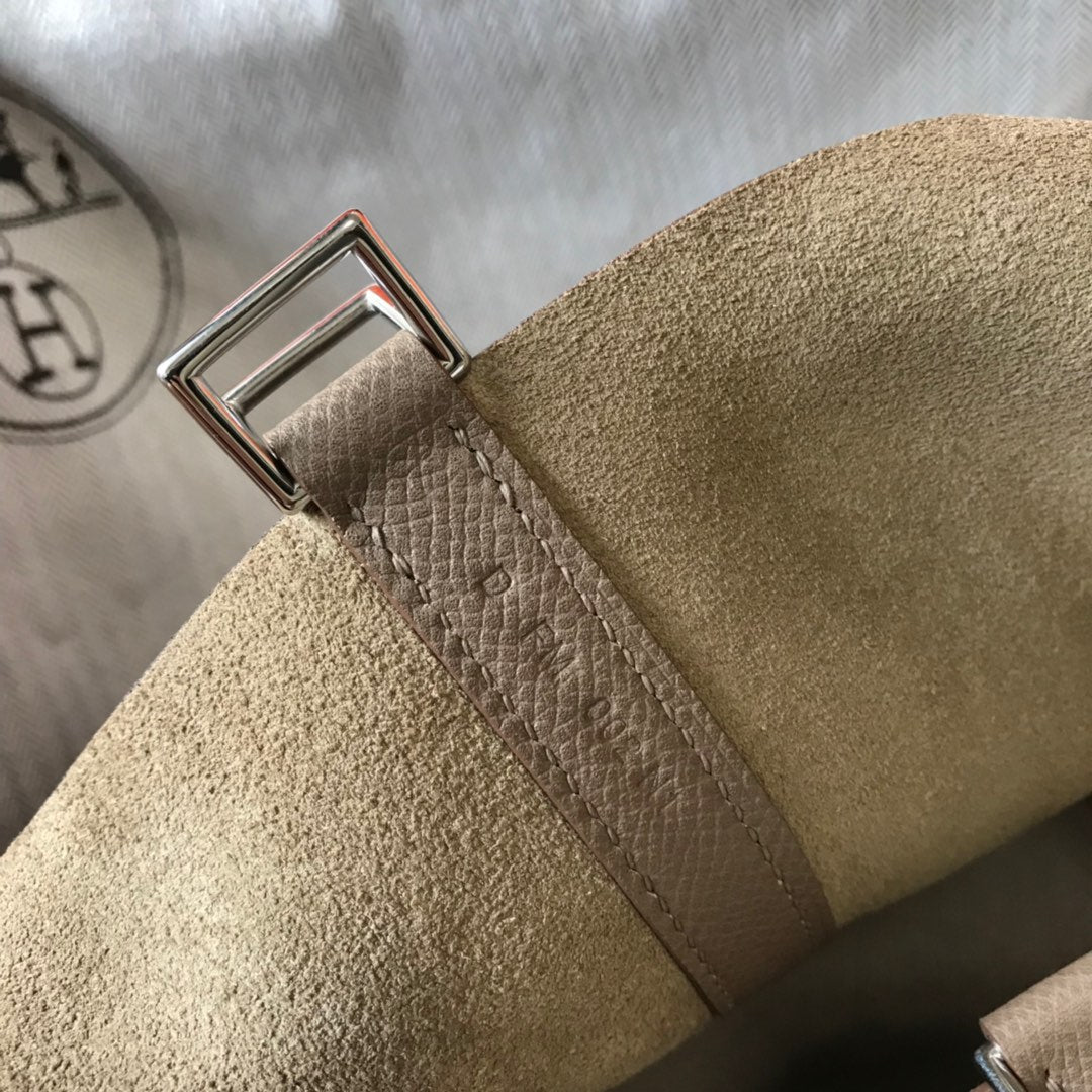 HM PICOTIN LOCK 22 TAUPE EPSOM WITH BRAID STRAP