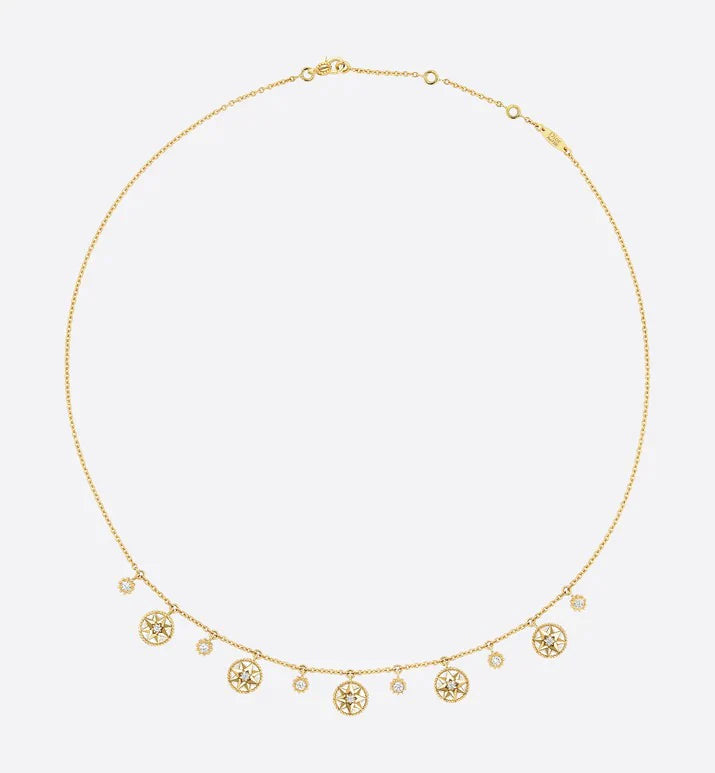 ROSE DES VENTS NECKLACE YELLOW GOLD, DIAMONDS AND MOTHER-OF-PEARL