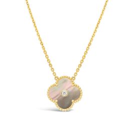 CLOVER GOLD DARK MOP CLOVER NECKLACE