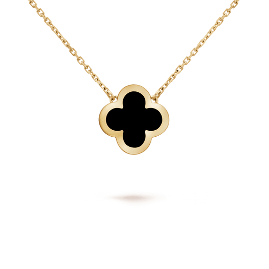 PURE CLOVER PINK GOLD ONYX NECKLACE