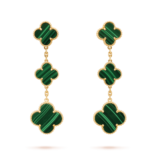 CLOVER MALACHITE 3 MOTIFS GOLD