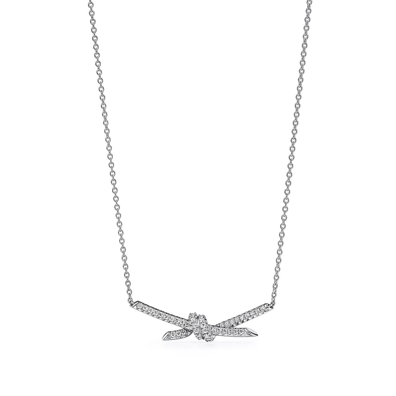 KNOT PENDANT SILVER DIAMOND NECKLACE