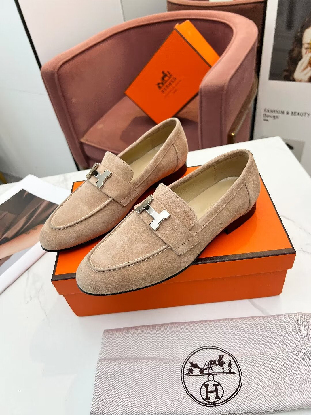 PARIS LOAFER PASTEL PINK SUEDE