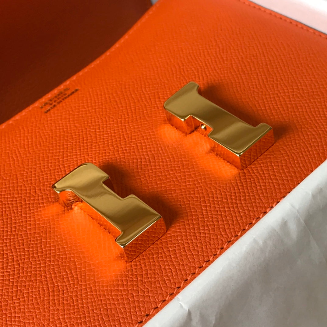 CONSTANCE 18 ORANGE EPSOM GOLD HARDWARE