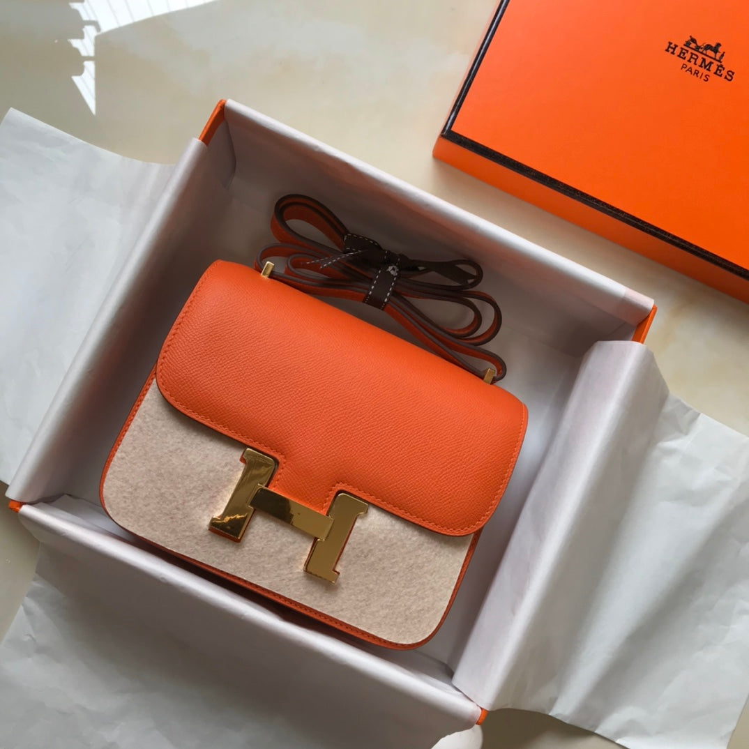 CONSTANCE 18 ORANGE EPSOM GOLD HARDWARE