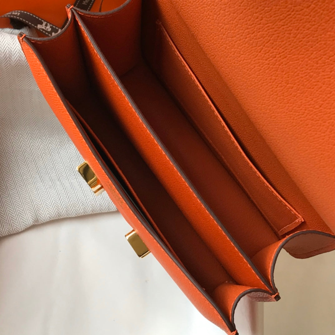 CONSTANCE 18 ORANGE EPSOM GOLD HARDWARE