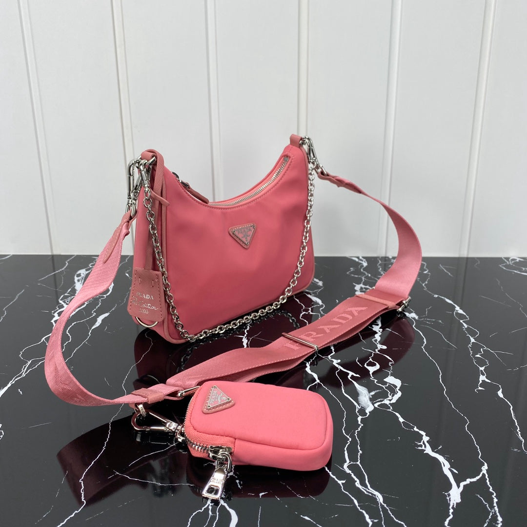 PRA HOBO 22 BAG IN DARK PINK RE-NYLON