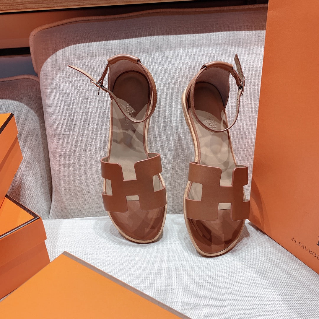 santorini sandal brown etoupe calfskin