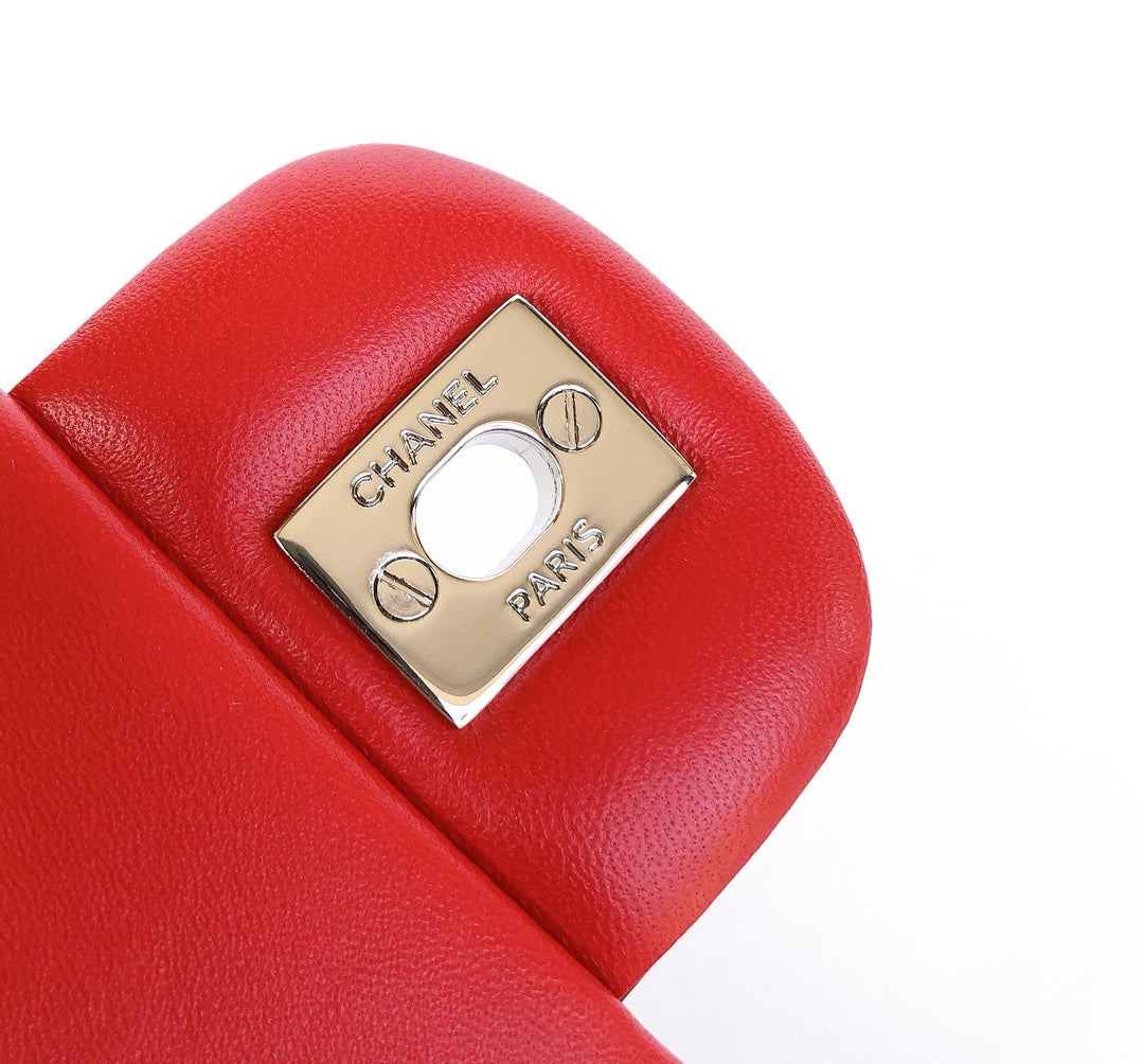 MINI RECTANGLE FLAP BAG 20CM RED PATENT CALFSKIN SILVER HARDWARE