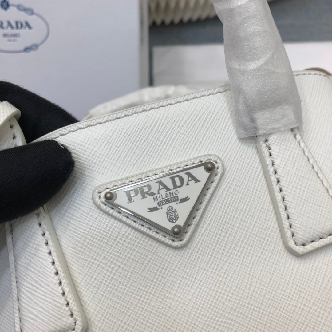 PRA MINI 23 BAG IN WHITE SAFFIANO LEATHER