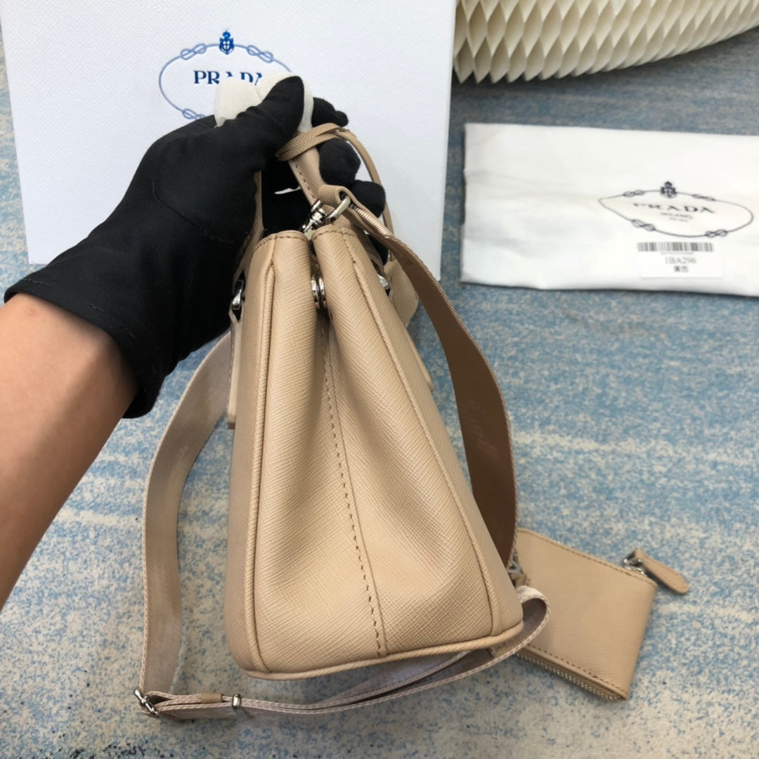 PRA MINI 23 BAG IN TAN BEIGE SAFFIANO LEATHER