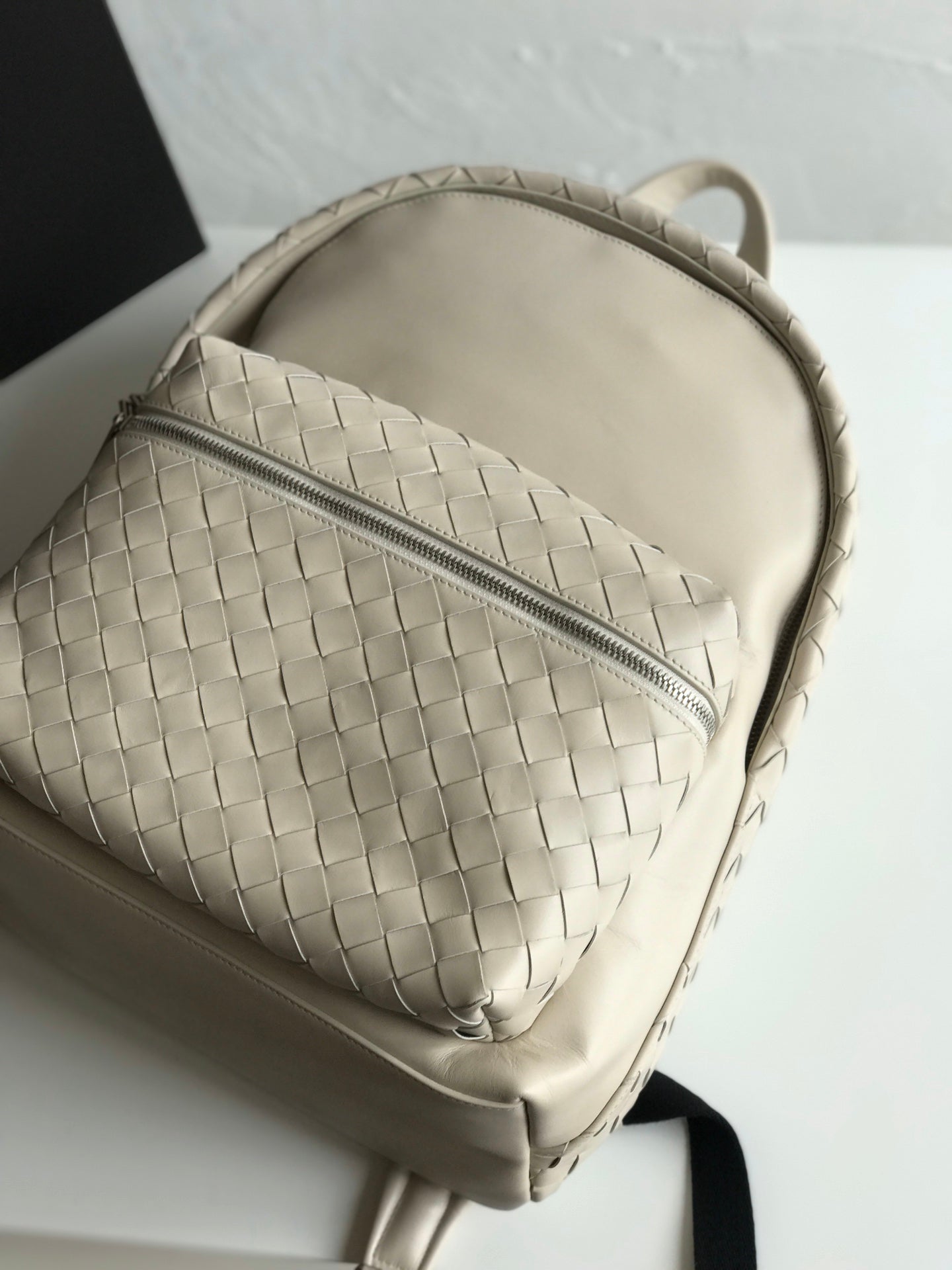 SMALL INTRECCIATO 41 BACKPACK IN BEIGE CALFSKIN