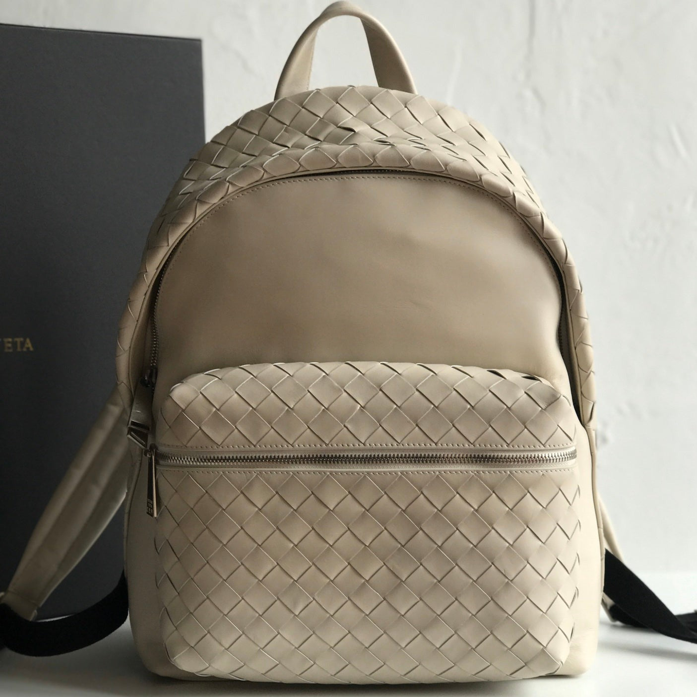 SMALL INTRECCIATO 41 BACKPACK IN BEIGE CALFSKIN