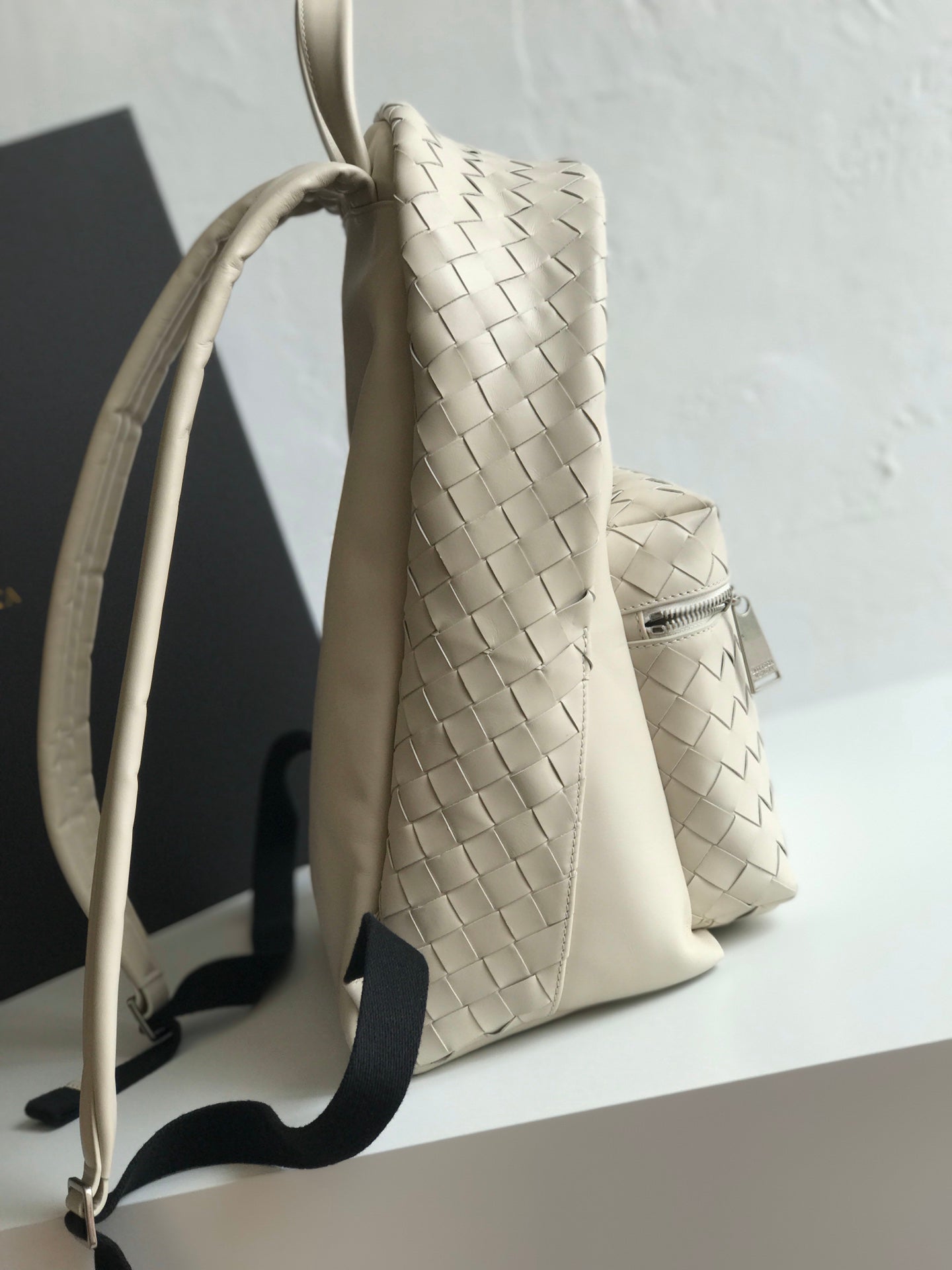 SMALL INTRECCIATO 41 BACKPACK IN BEIGE CALFSKIN