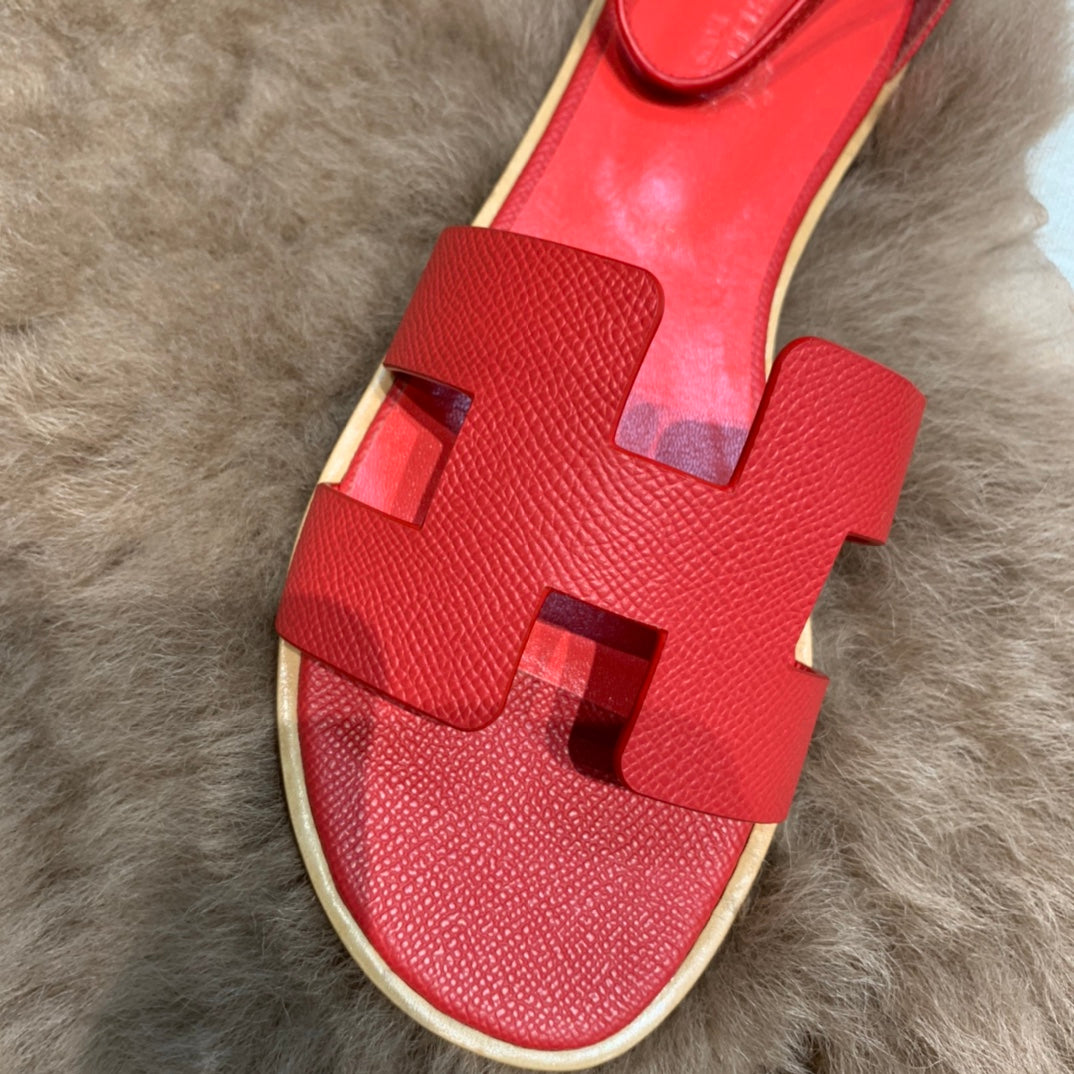 santorini sandal dark red epsom leather