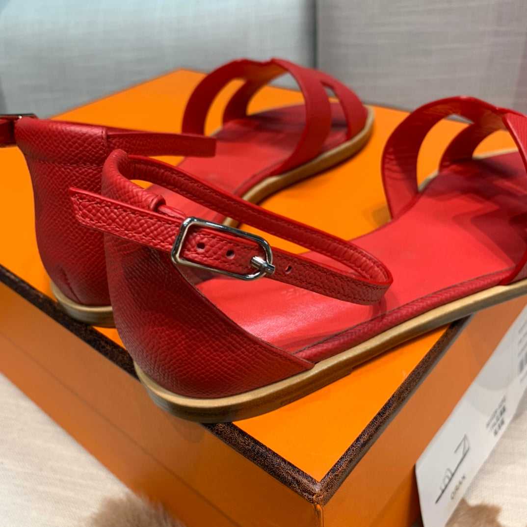 santorini sandal dark red epsom leather