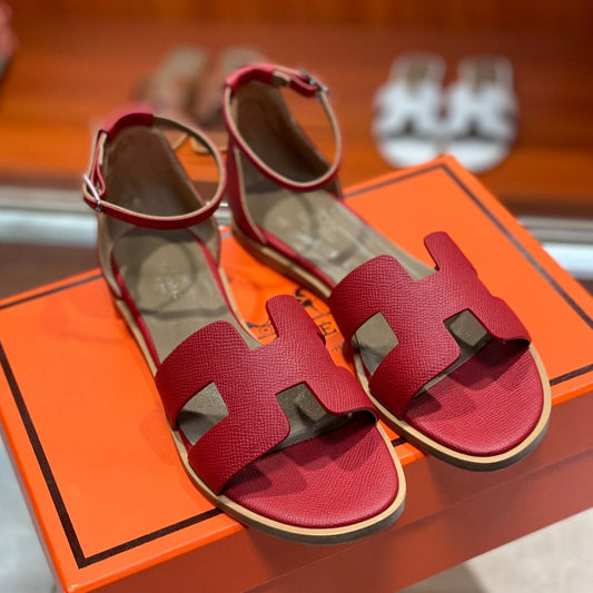 SANTORINI SANDAL CHERRY CALFSKIN