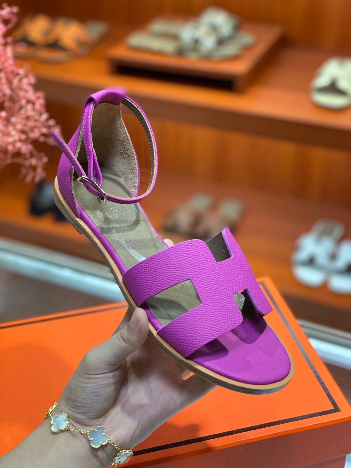 SANTORINI SANDAL RED VIOLET CALFSKIN