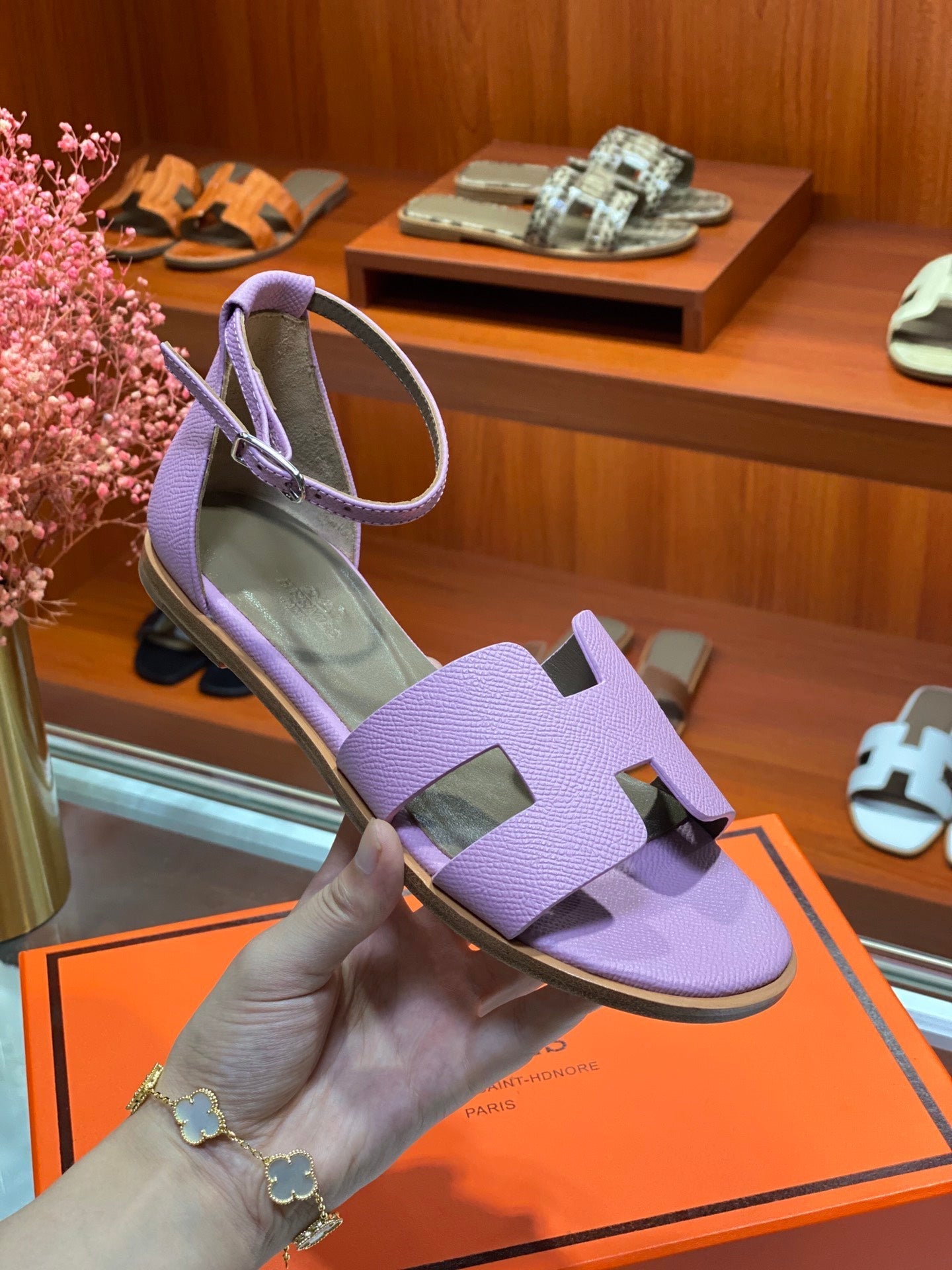 SANTORINI SANDAL LAVENDER CALFSKIN