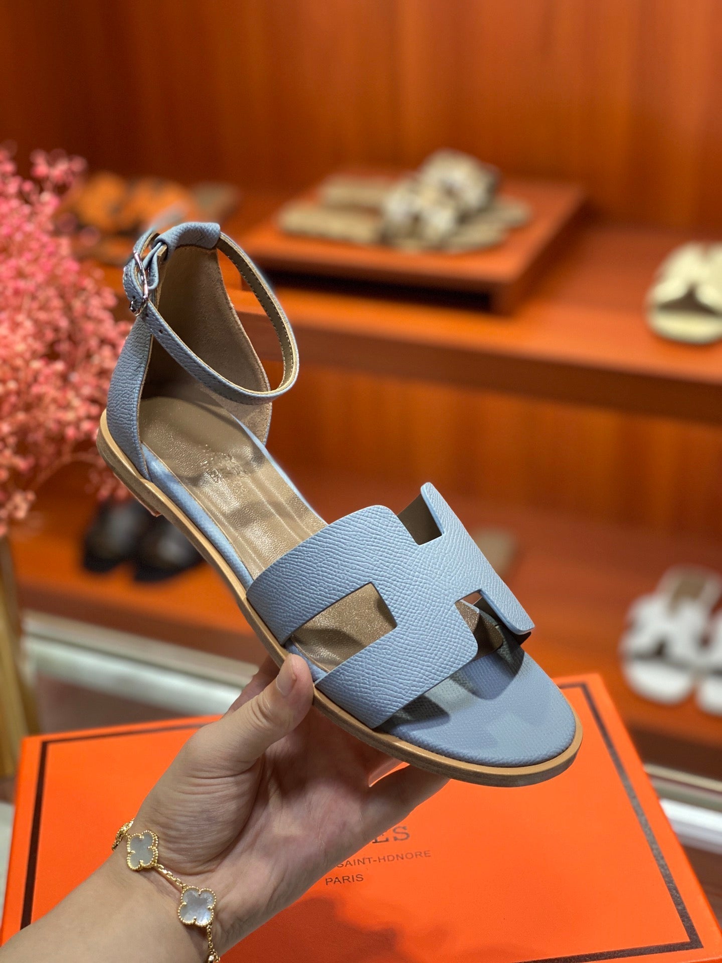 SANTORINI SANDAL SAPPHIRE CALFSKIN