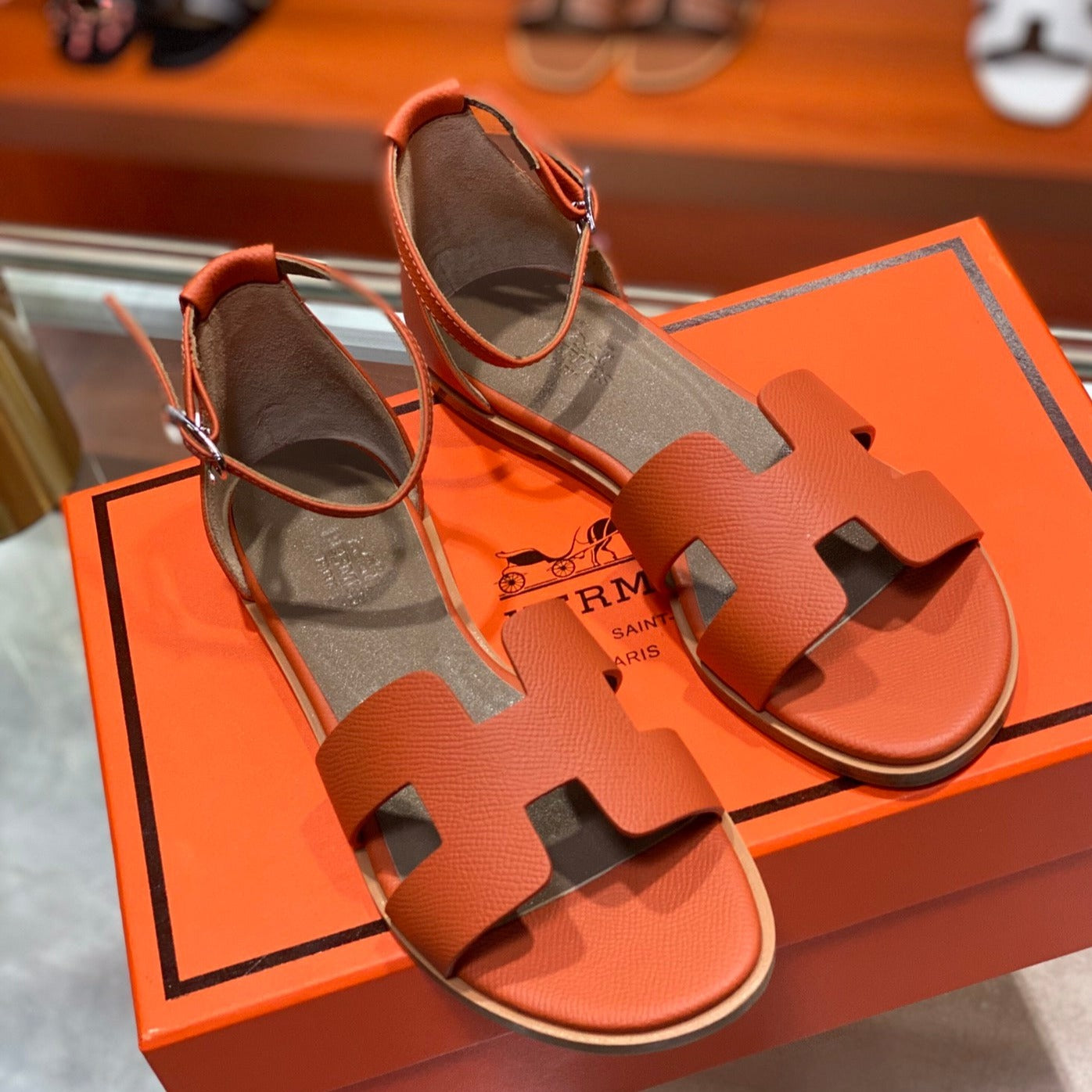 SANTORINI SANDAL ORANGE CALFSKIN