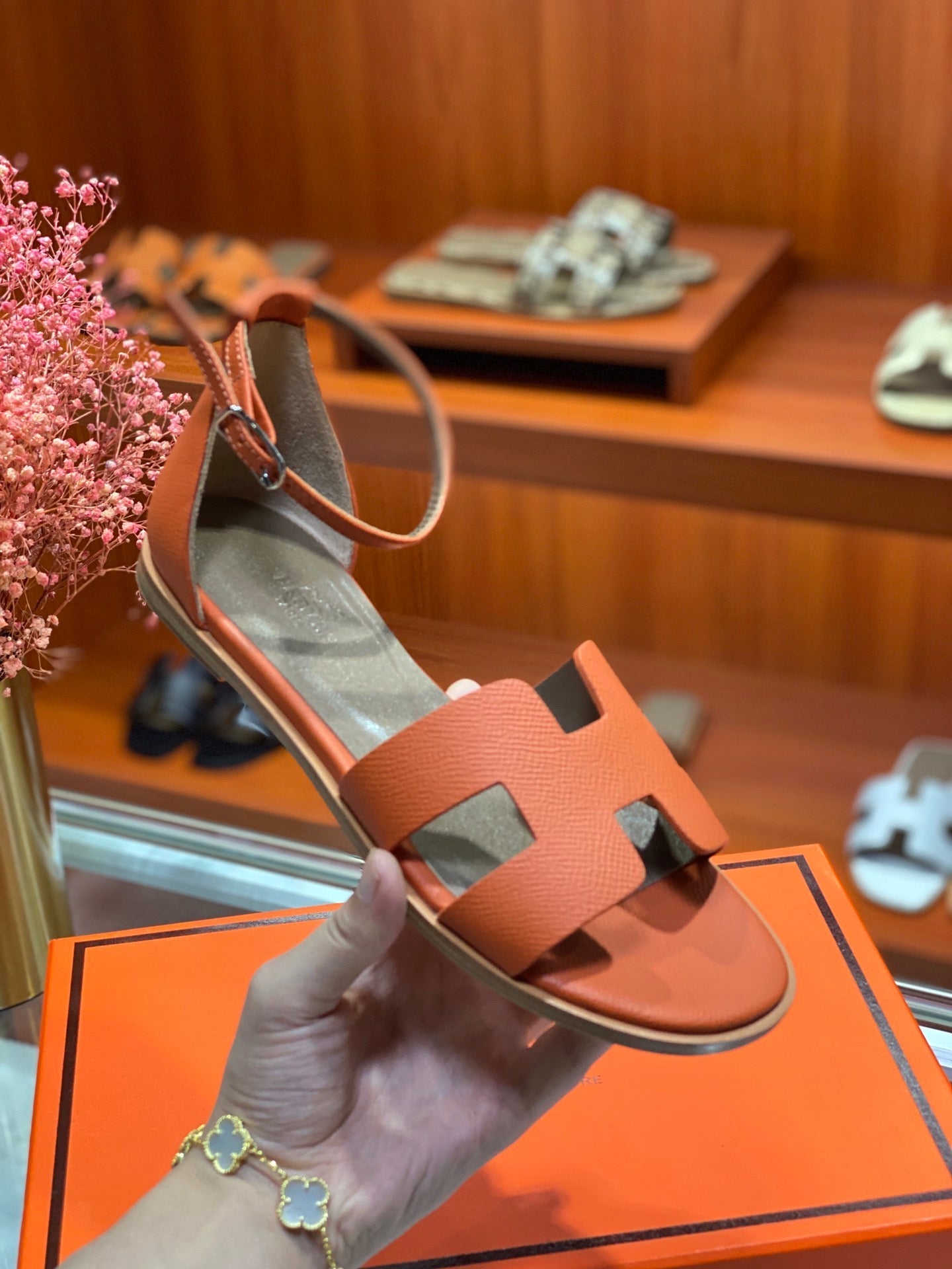 SANTORINI SANDAL ORANGE CALFSKIN