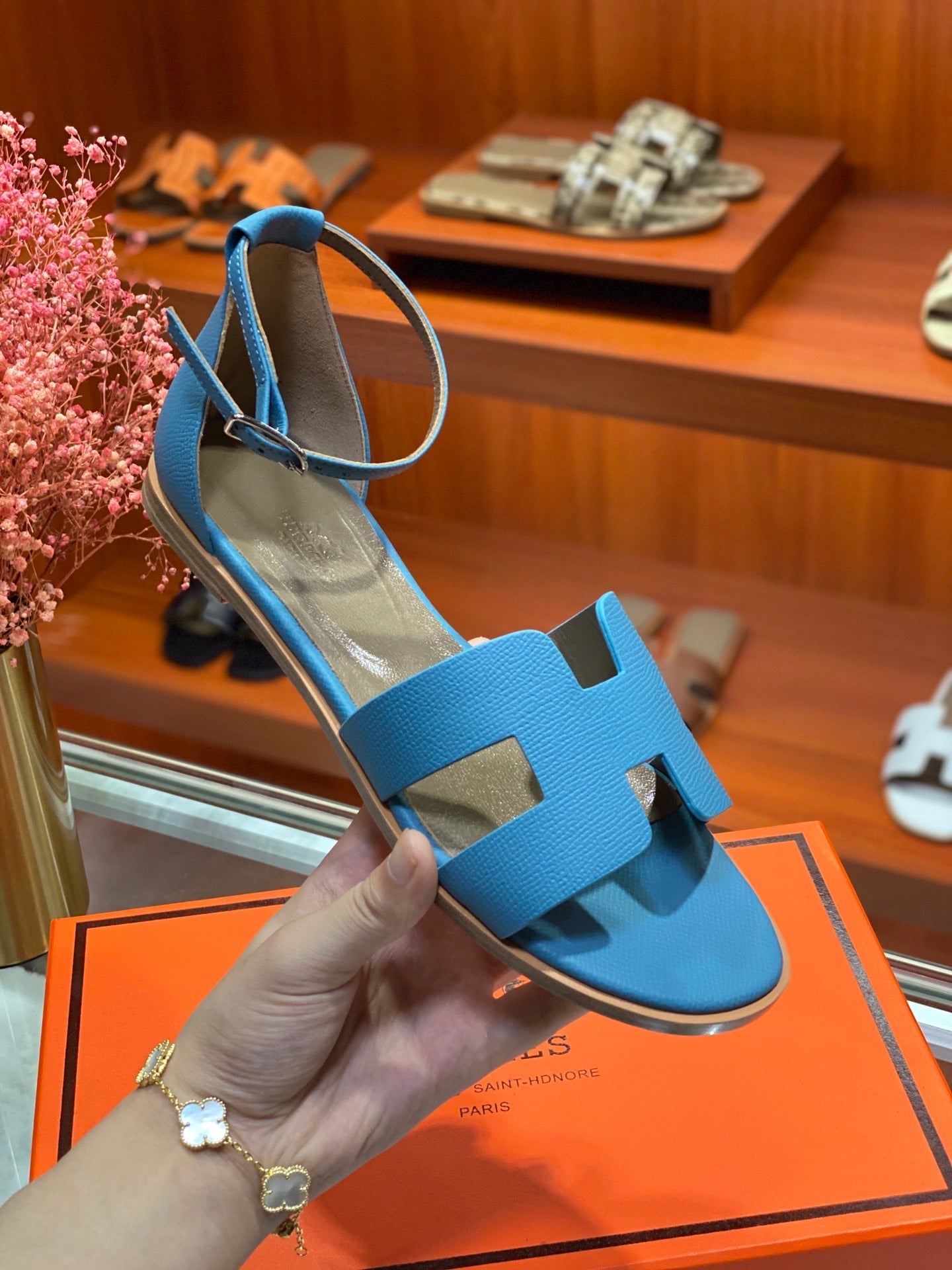 SANTORINI SANDAL CERULEAN CALFSKIN