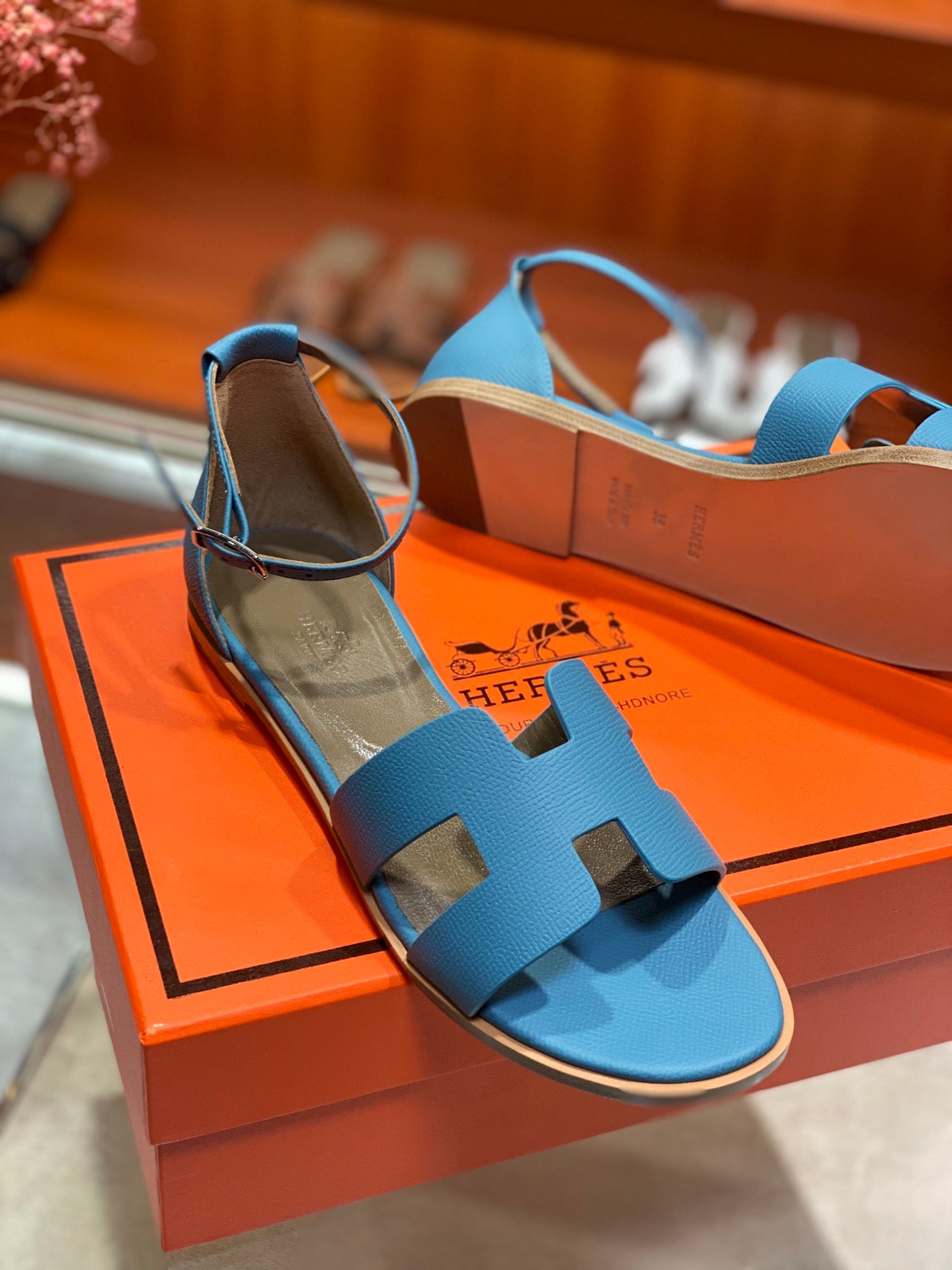 SANTORINI SANDAL CERULEAN CALFSKIN