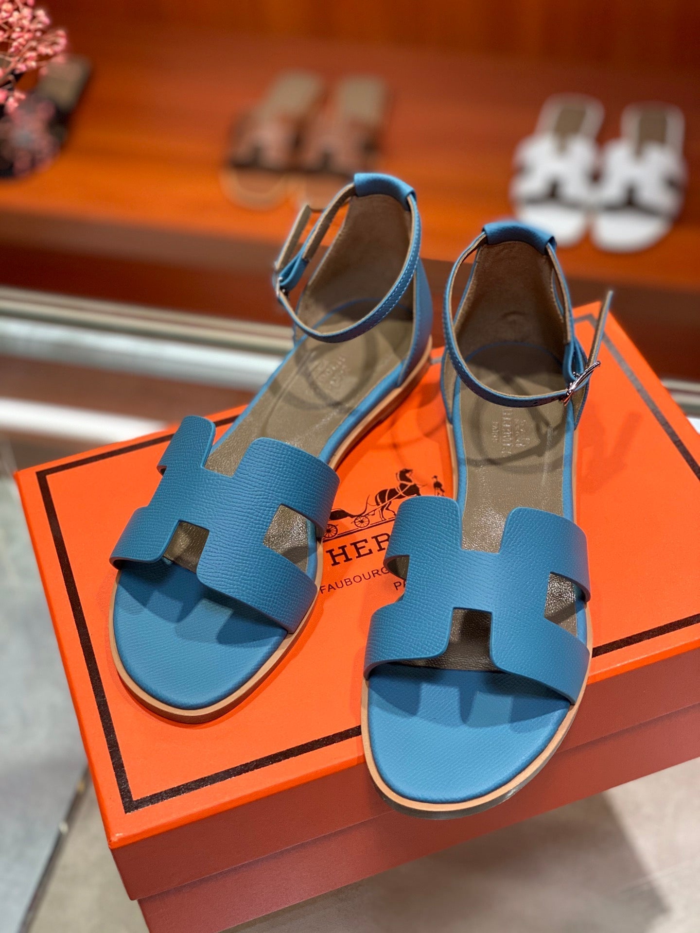 SANTORINI SANDAL CERULEAN CALFSKIN