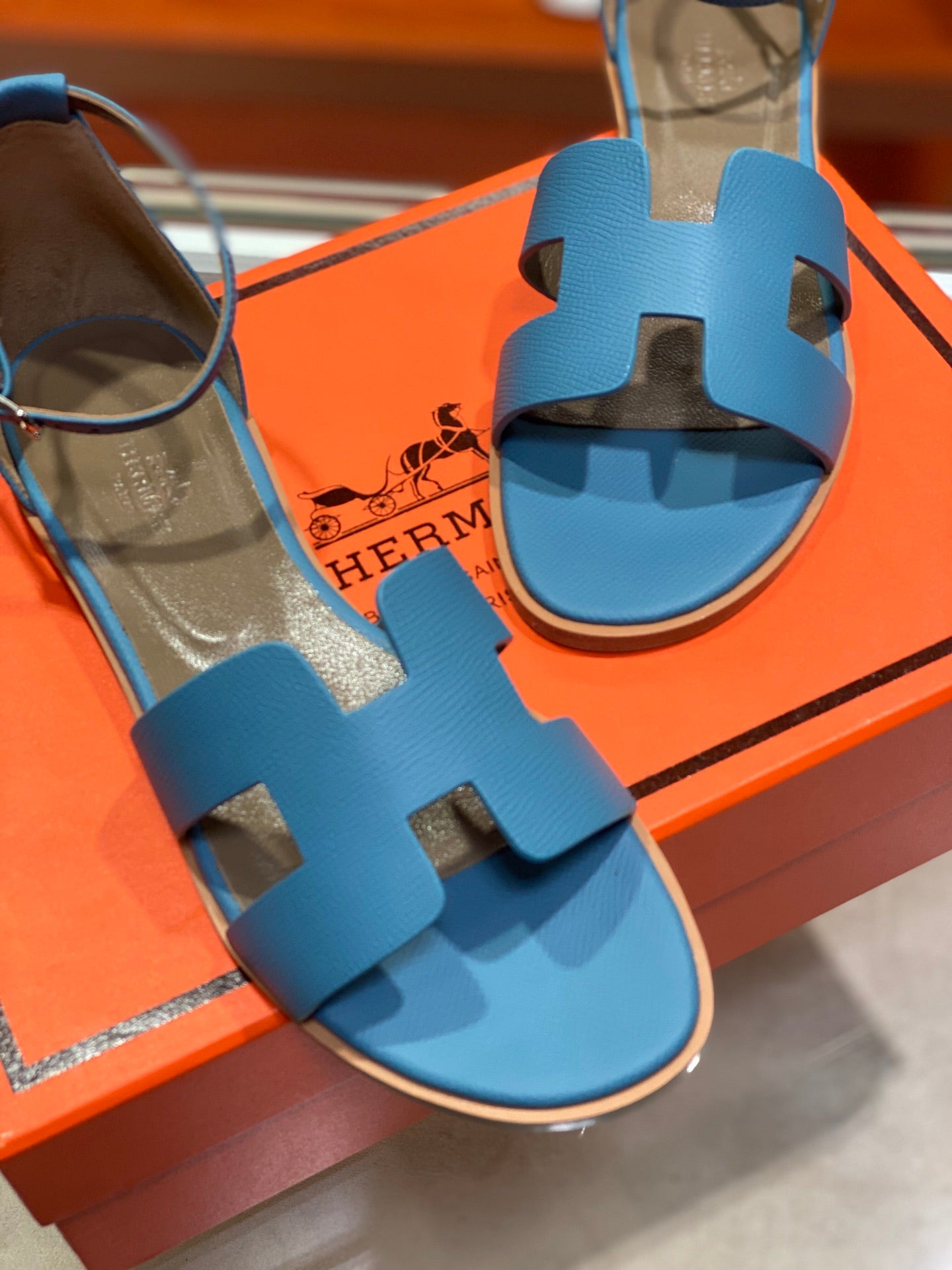 SANTORINI SANDAL CERULEAN CALFSKIN