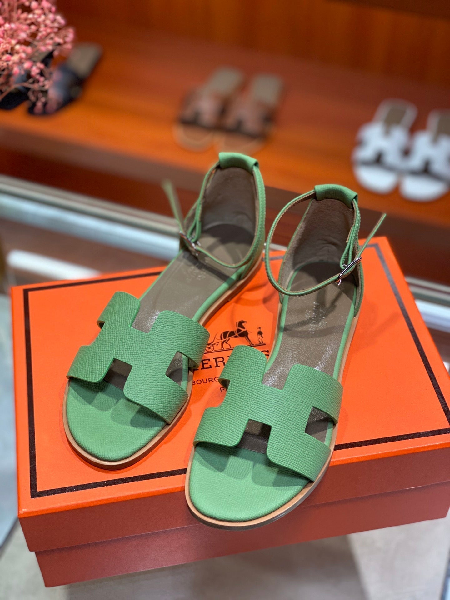 SANTORINI SANDAL COOL GREEN CALFSKIN