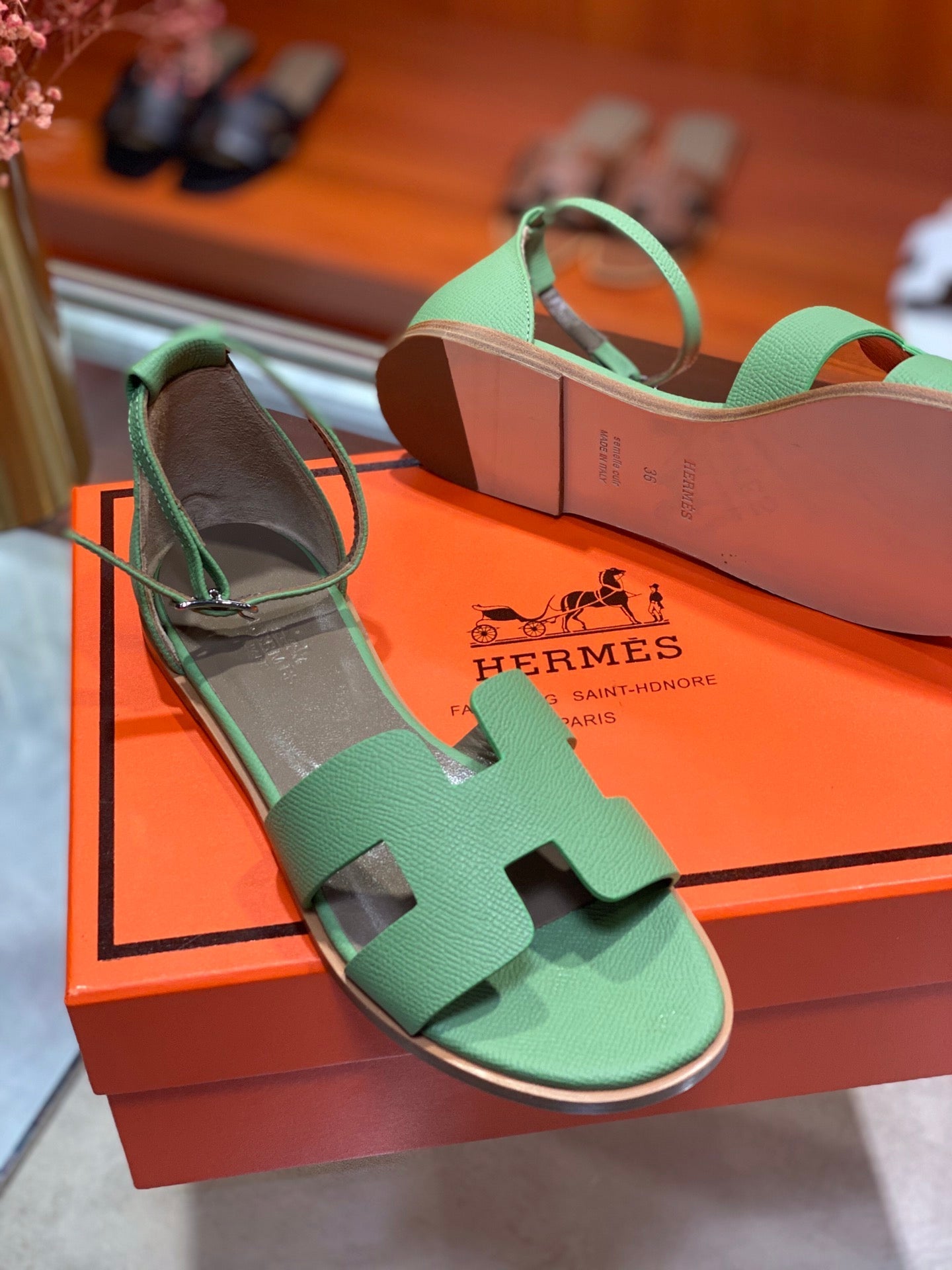 SANTORINI SANDAL COOL GREEN CALFSKIN