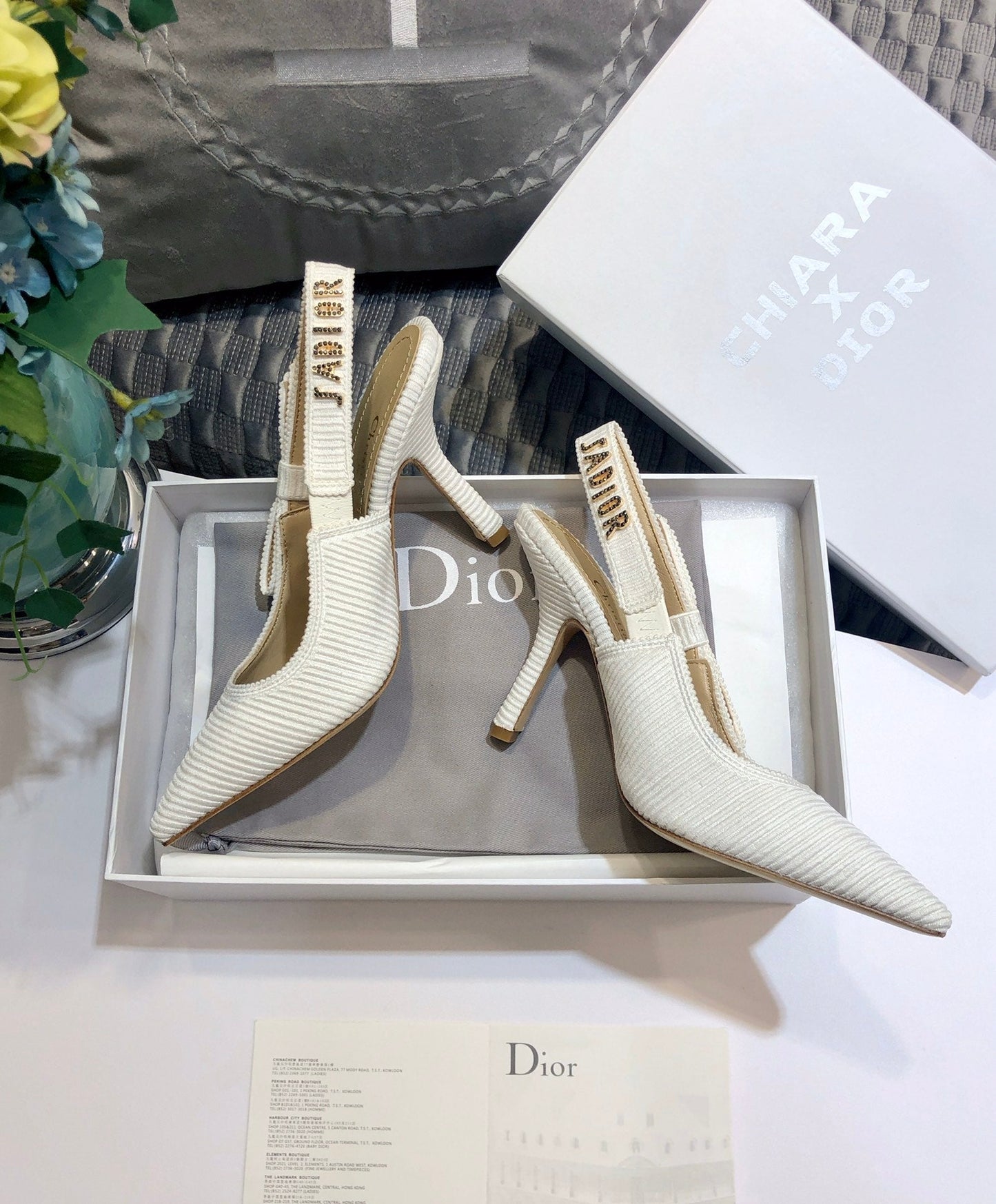 JAdior slingback pumps 95 all white embroidered cotton