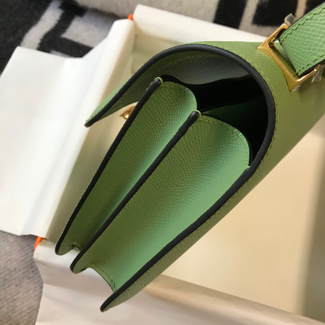 constance 24 green epsom leather gold hardware