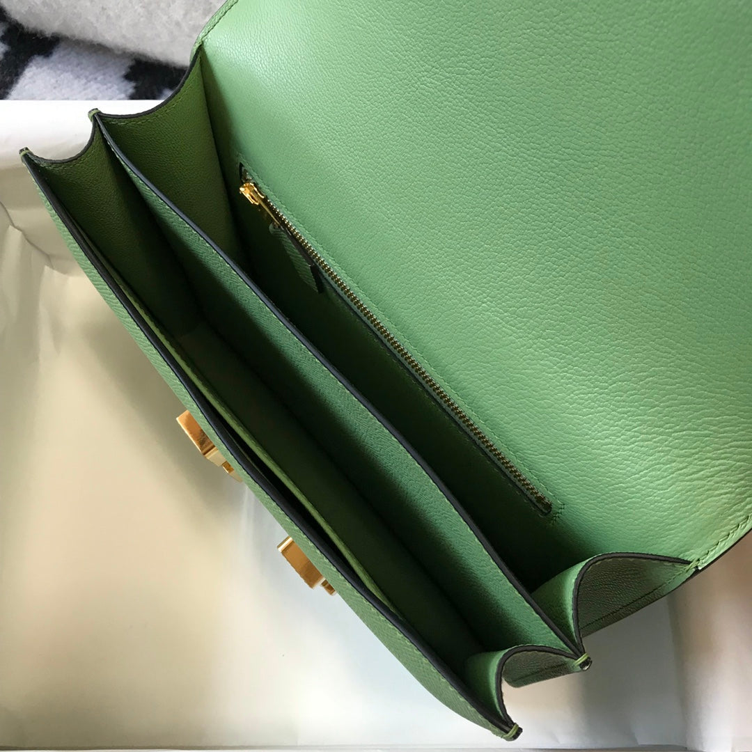 constance 24 green epsom leather gold hardware