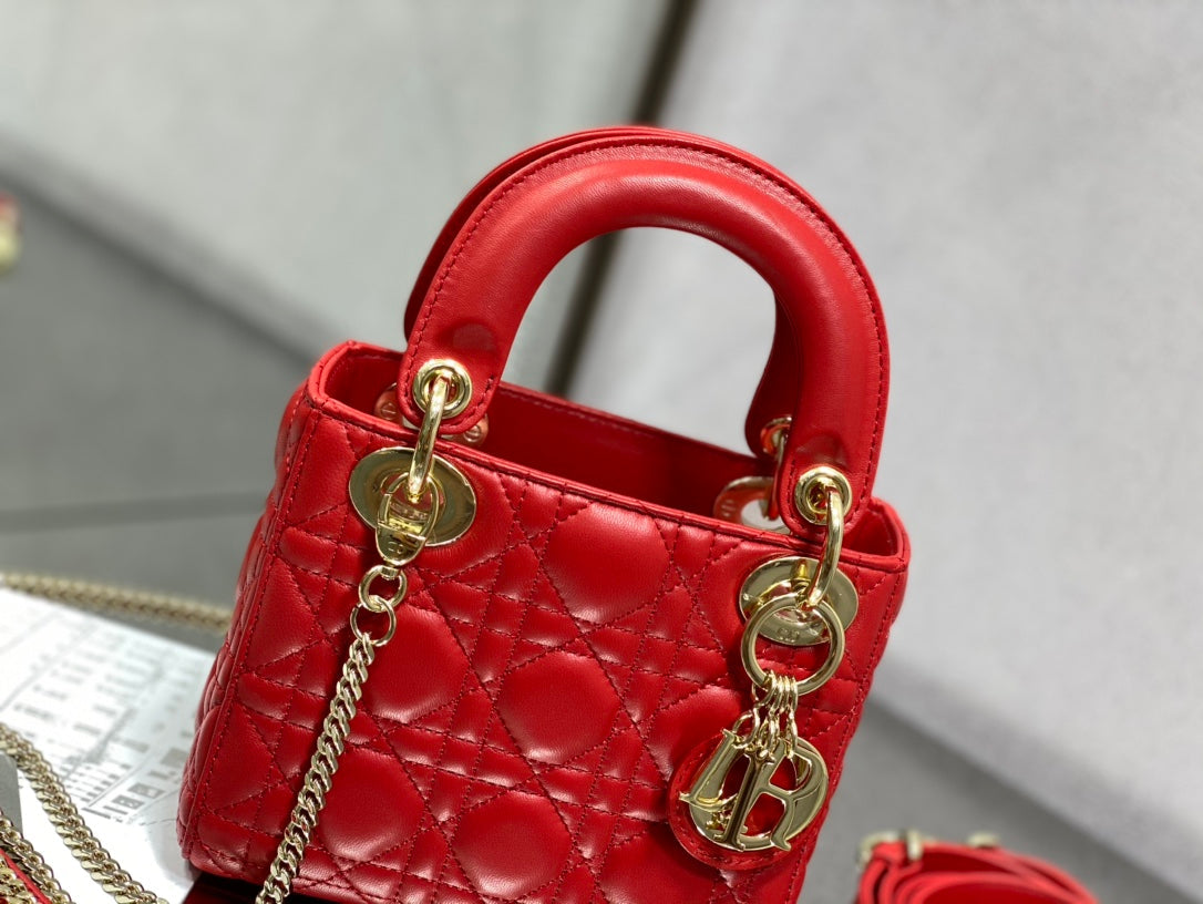 mini lady 17 red lambskin