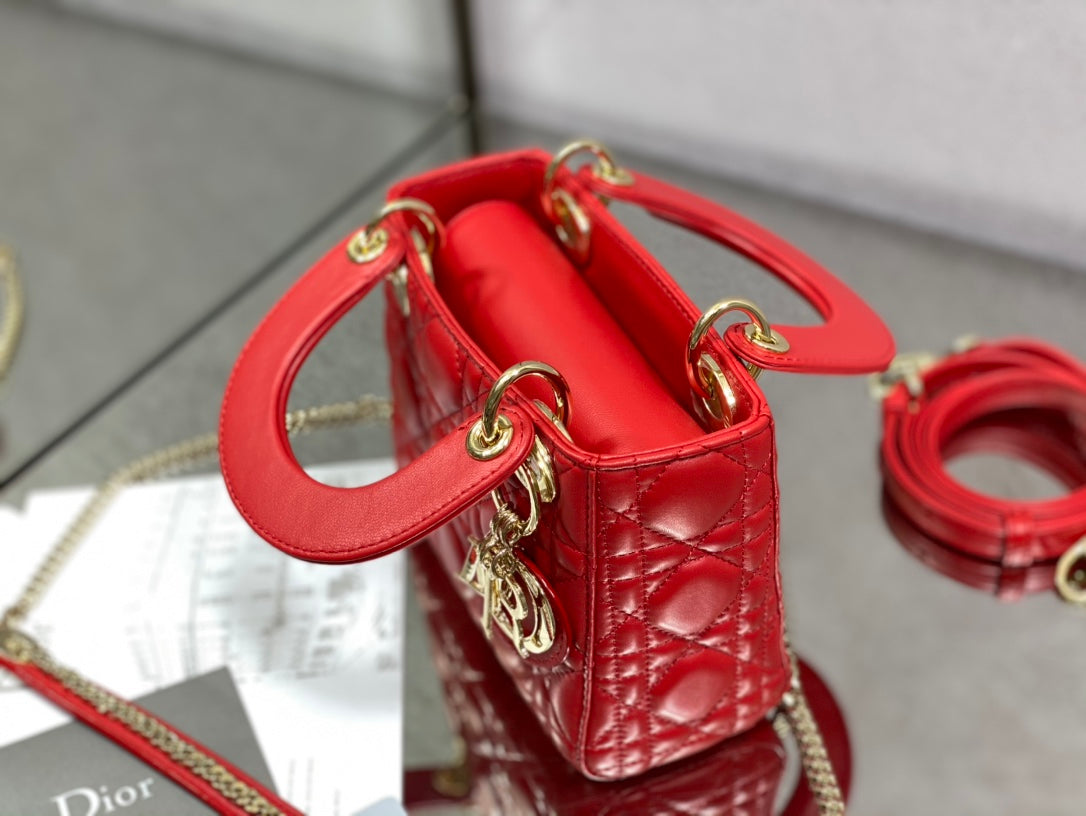 mini lady 17 red lambskin