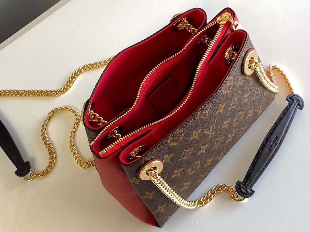 surene bb 24cm chain shoulder bag monogram canvas red calfskin