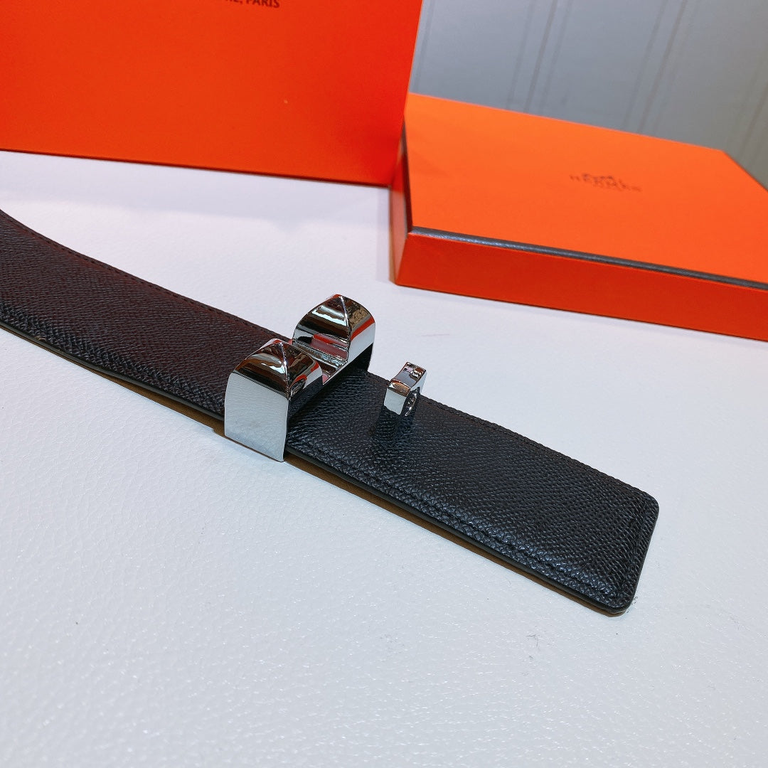 collier de chien belt 45mm black epsom silver buckle