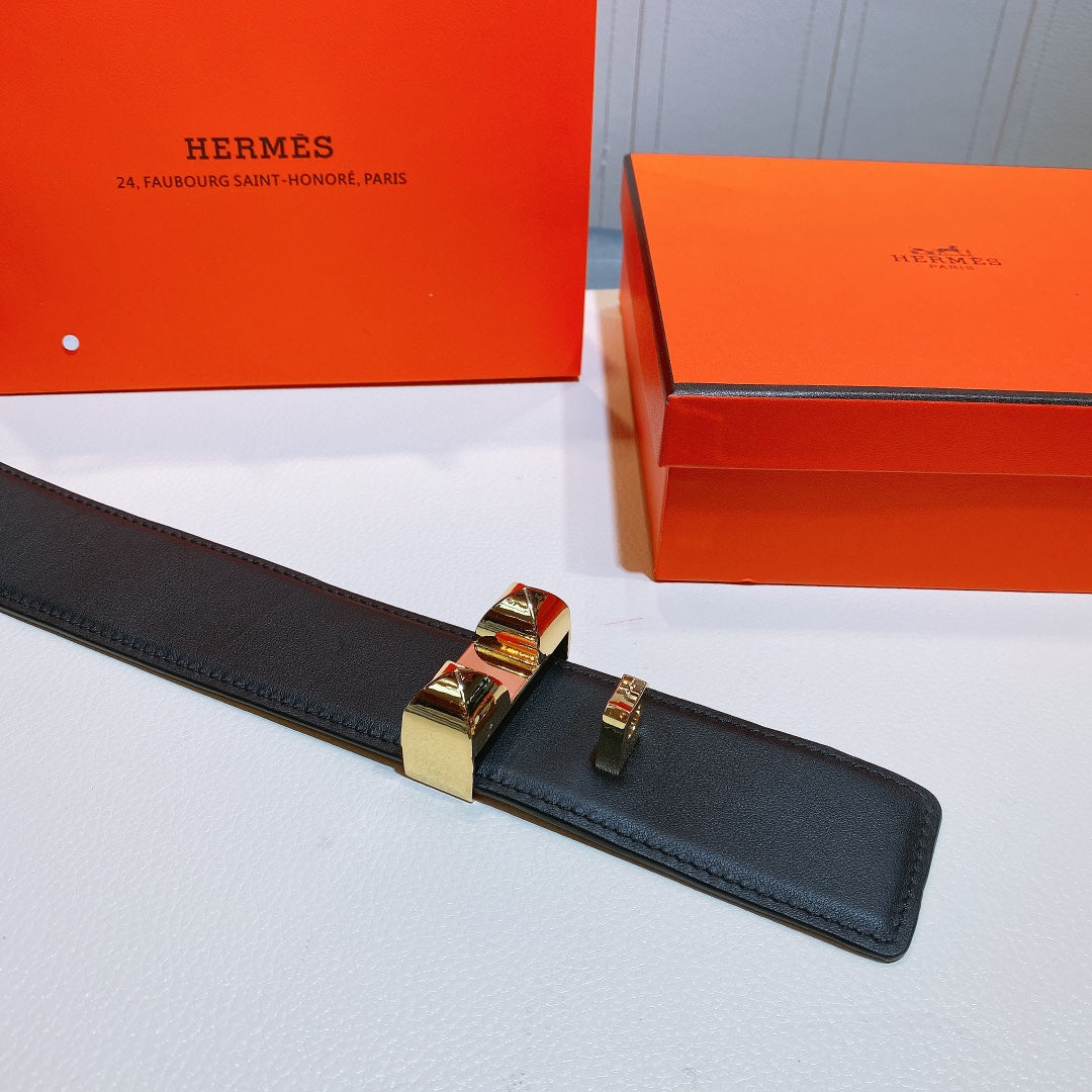 collier de chien belt 45mm black calfskin gold buckle